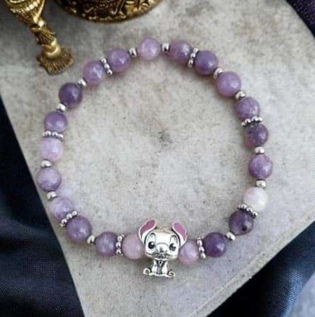 Bracelet Pandolith Lépidolite et son petit Stich