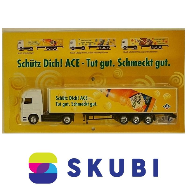Reklamní kamion s návěsem Mercedes Actros - Schütz Dich! ACE - Tut gut. Schmeckt gut. - model 1:87 H0