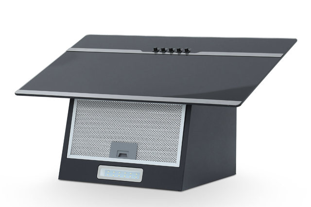 Montpellier MHD650BK 60cm Slanted Black Glass Hood