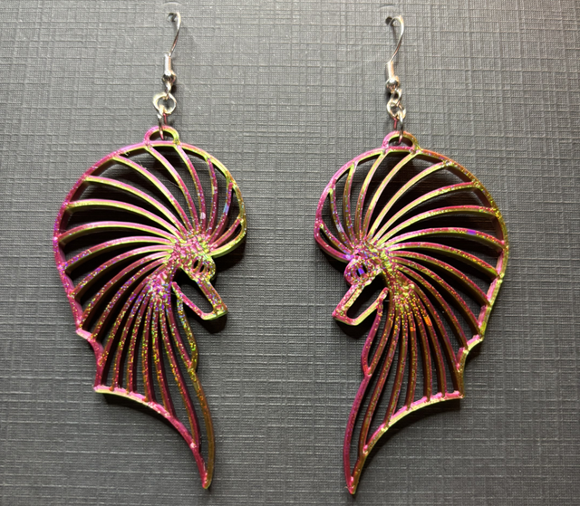 3D - Earrings Poodle Bust Raspberry Pink