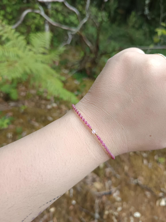 Bracelet avec perle de quartz rose