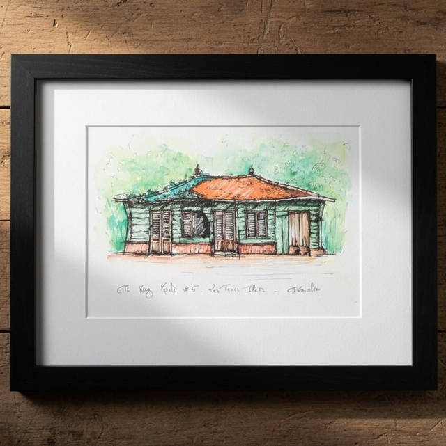 Encre et aquarelle - case créole #5 - Les Trois Ilets - Martinique 