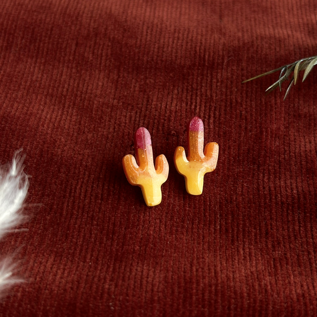 Sunset Cactus Stud Earrings