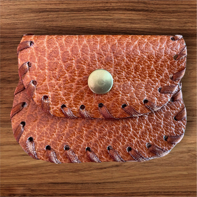 Pochette à chapelet en cuir marron