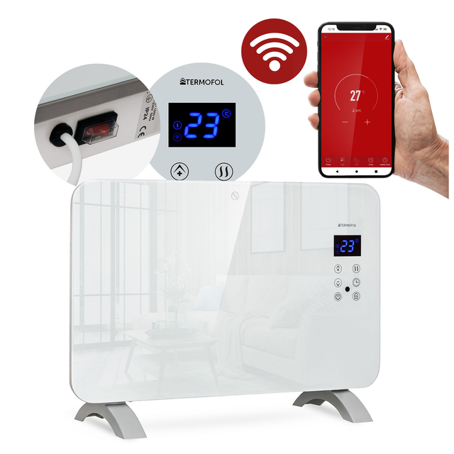 Elektro- Standheizung für 15m² (Glas) für Wohnräume/ Büro/ Nebenräume