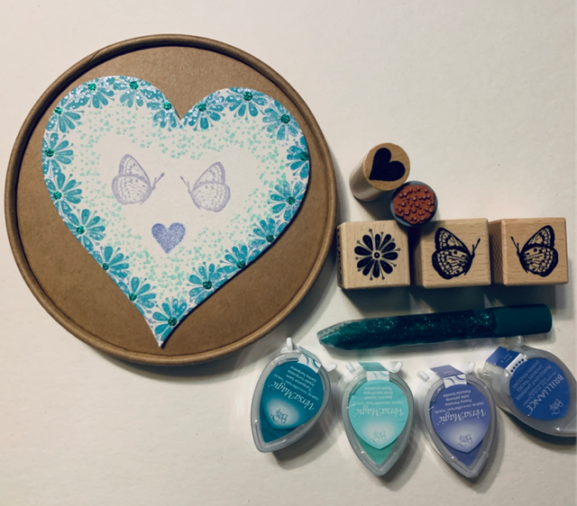 Böxli mit Herz Schmetterling türkis