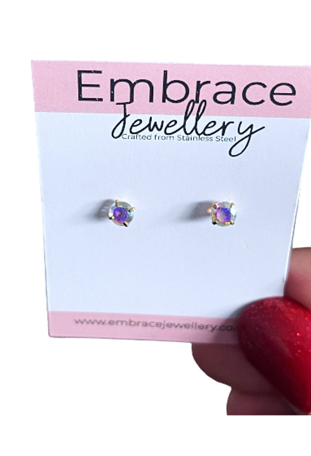 Gold Plated Stainless Steel Iridescent Mini Comfort Back Studs