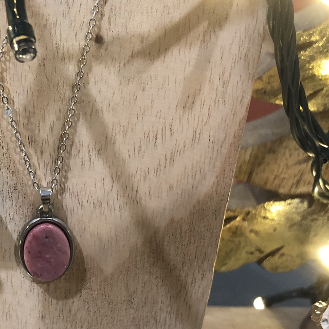 Chaîne inox et rhodocrosite