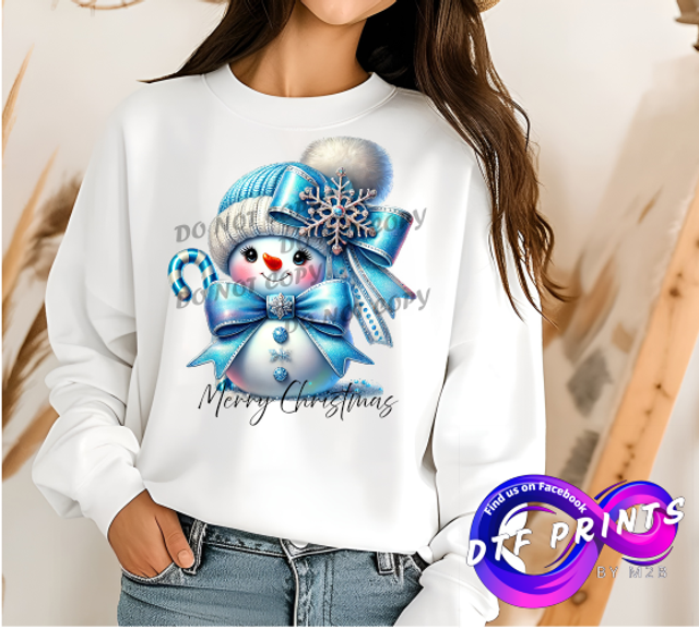 Blue Snowman with cane