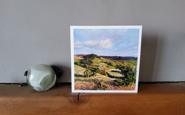 Winter sunshine over Captain Cook&#039;s Monument, North York Moors. Art card/ Coaster.