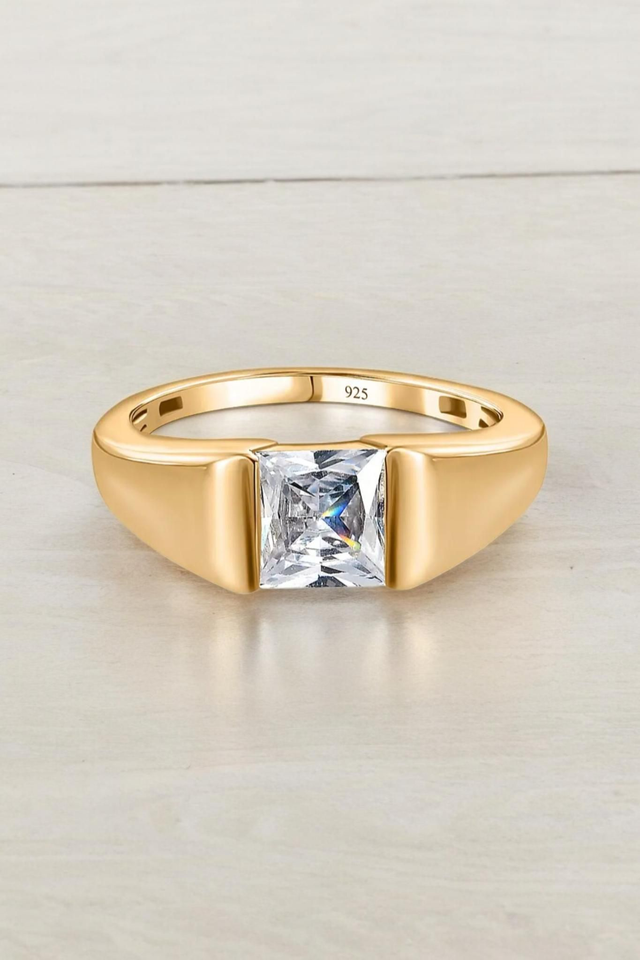 Swarovski Zirconia &amp; 18K Yellow Gold Vermeil Ring.