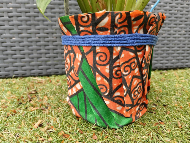 Cache pot en tissu ciré 