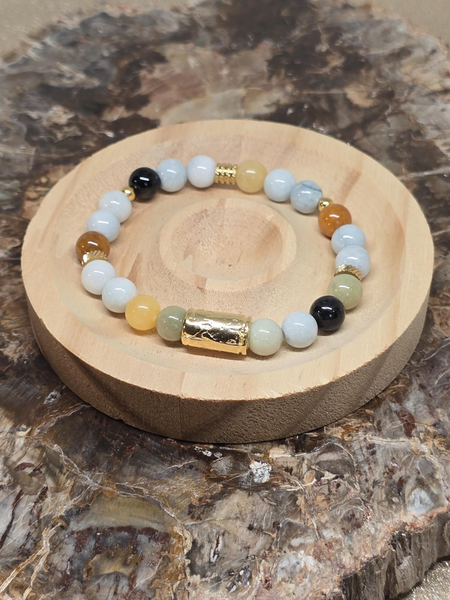 Bracelet Jade de Birmanie multicolore en 0,8 cm