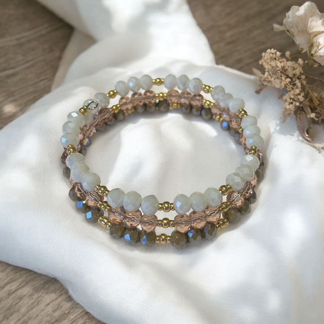 Bracelet à mémoire de forme (kaki - rose - blanc) 