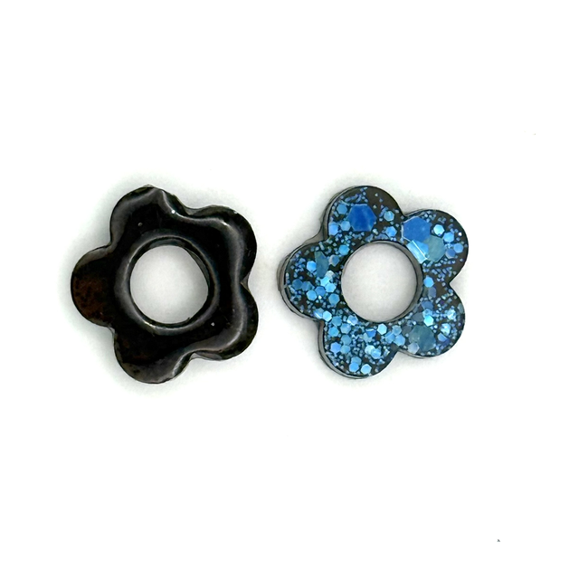 Pampilles petites fleurs noir réversibles 