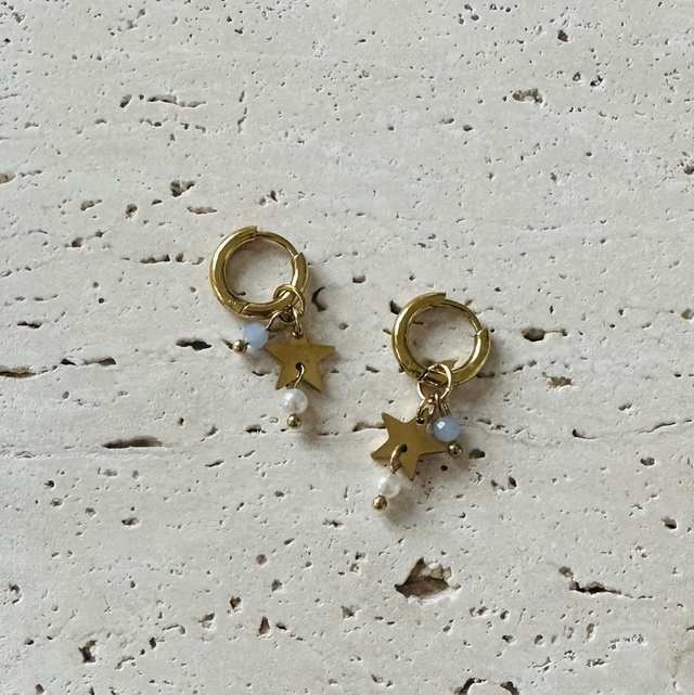 Oorbellen sterretjes wit