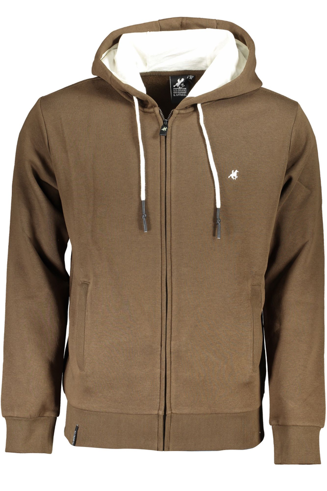 U.S. GRAND POLO FELPA CON ZIP UOMO MARRONE