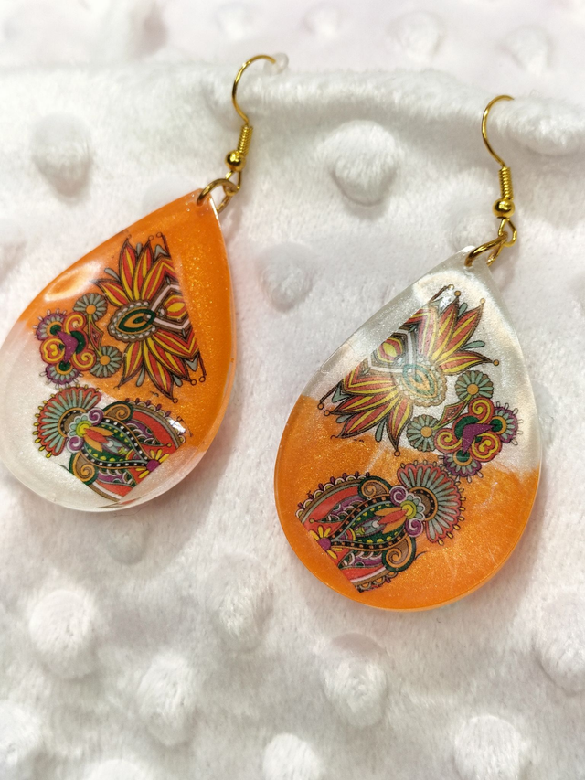Boucles d'oreilles gouttes oranges