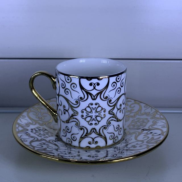 Service à café 6 pièces blanc doré