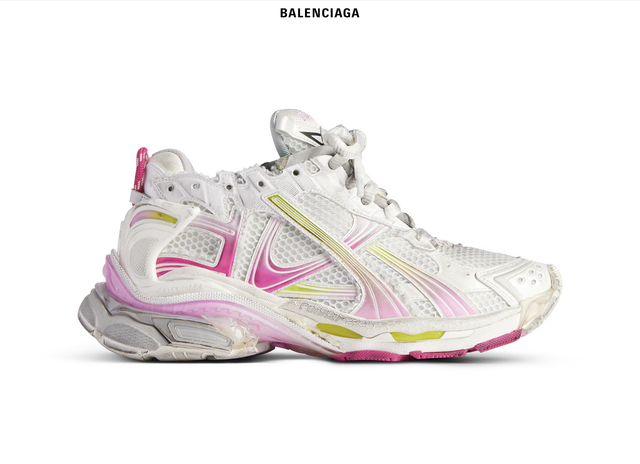 WOMEN'S RUNNER GRADIENT BALENCIAGA SNEAKER IN WHITE/PINK/GREY/NEON YELLOW