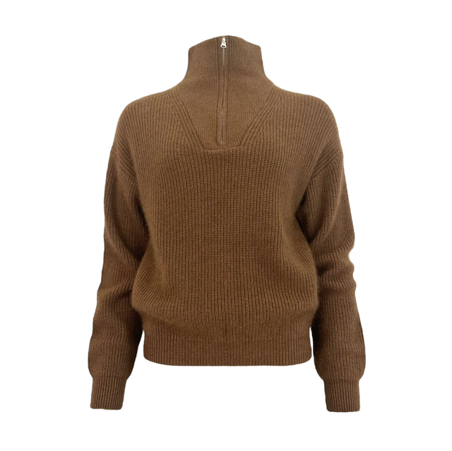 long-sleeved trucker-neck pullover Chocolate 