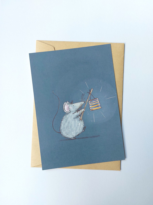 kaart muis met lampion