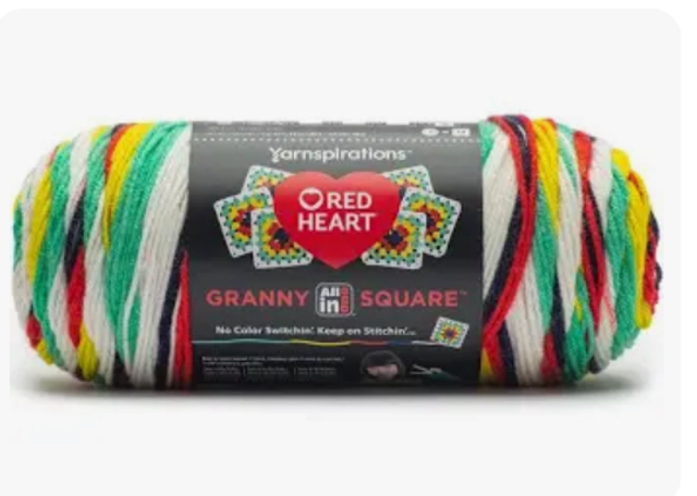 Red Heart Granny Square Green Scream