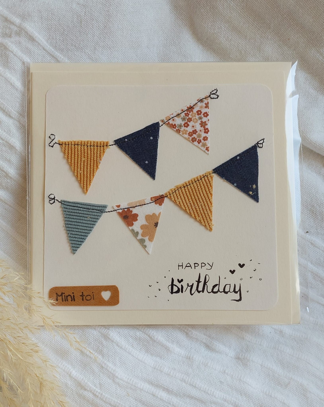 carte en tissu "Happy Birthday"