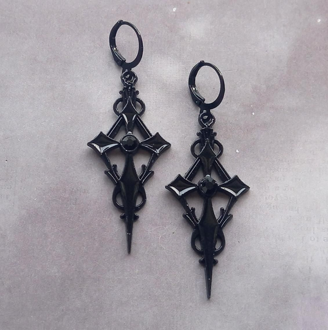 Black Vampire Cross Earrings 