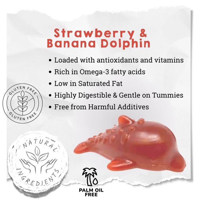 Strawberry &amp; Banana Dolphin dog treat