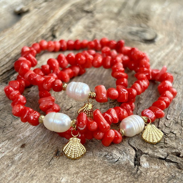 Bravelet Corail rouge Shell