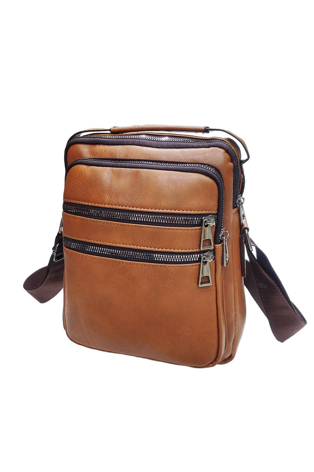 Sacoche bandoulière avec poignée camel