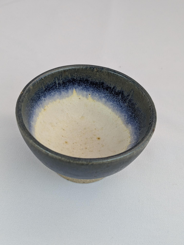 Dark blue light oatmeal bowl