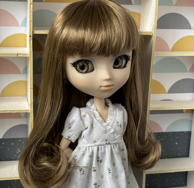 Wig perruque frange châtain 