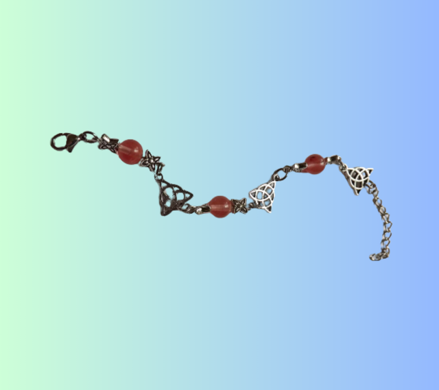 B Bracelet Triquetra tourmaline rose