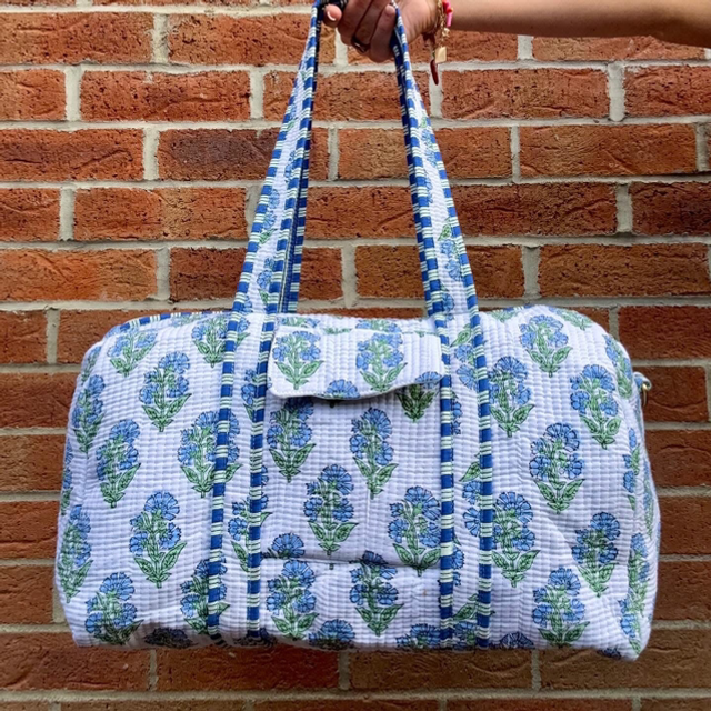 White/Blue Duffle Bag