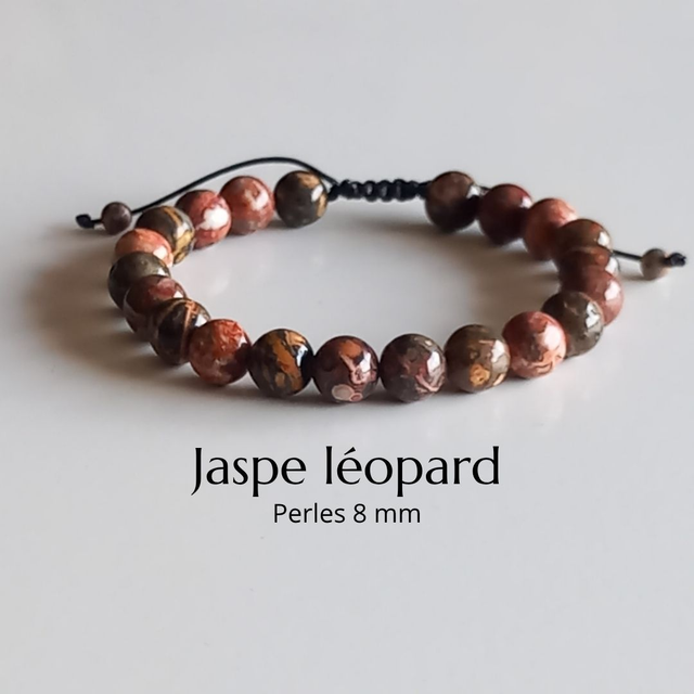 Bracelet ajustable en Jaspe léopard