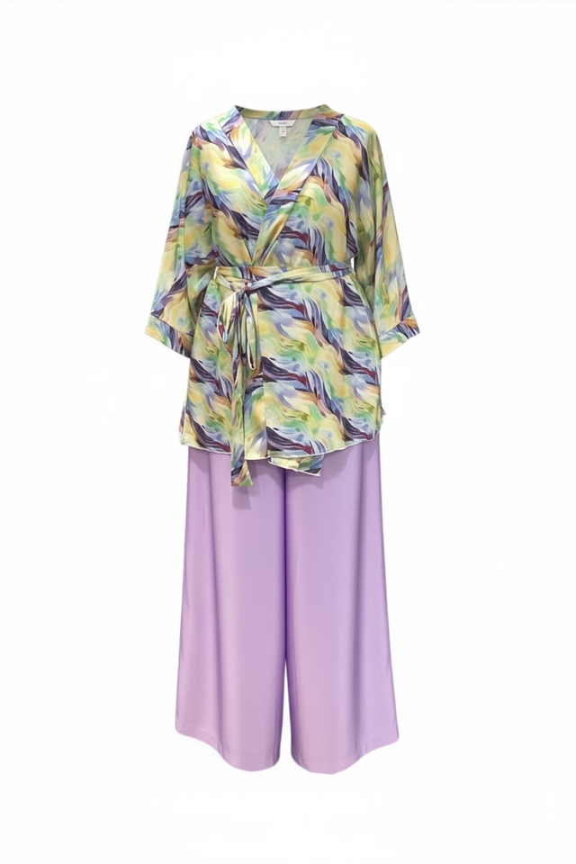 Kimono en soie - Grande taille - imprimé aquarelle coloré