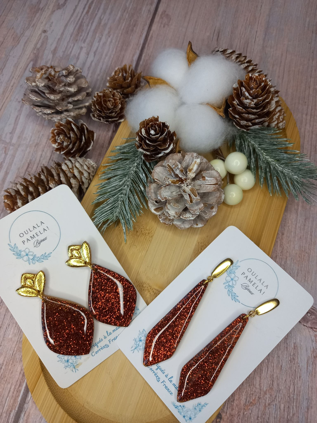 Ambre longues boucles d'oreilles