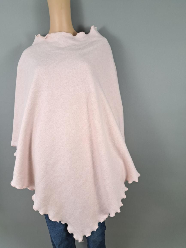 Baumwollfleece Poncho gewellt rosa