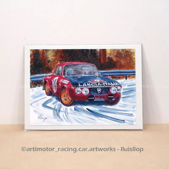 Artimotor prints - mini lito 13x18 1972 Lancia Fulvia Sandro Munari Rallye Montecarlo
