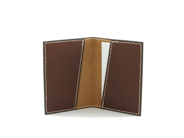 Porte-Cartes MICHI Marron Foncé Fil Blanc