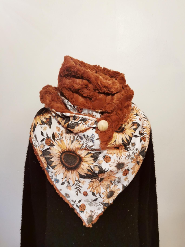 Chèche à fermoir tournesol marron 