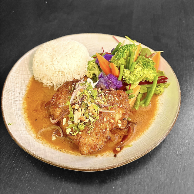 Poulet rôti aux cinq parfums, lait de coco