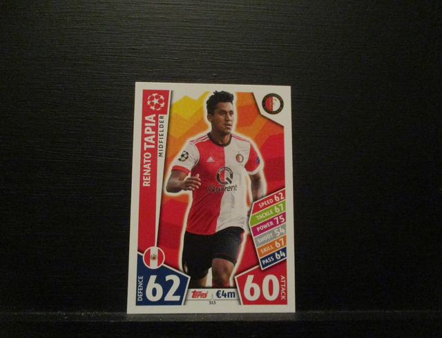 Renato Tapia - UEFA Champions League Match Attax 2017/18 Original Trading Card #353