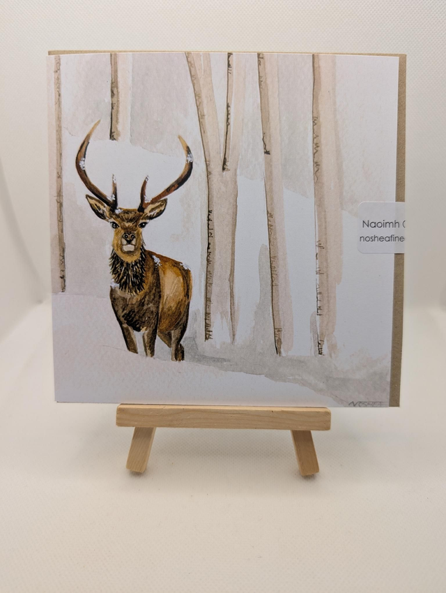 Stag in Snow Card