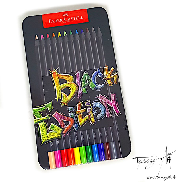 FABER CASTELL - 12 CRAYONS DE COULEURS BLACK EDITION BOITE METAL - FB010