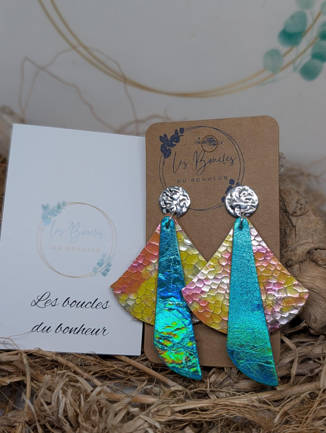 Boucles d'oreilles Georgia jaune rose turquoise ge015