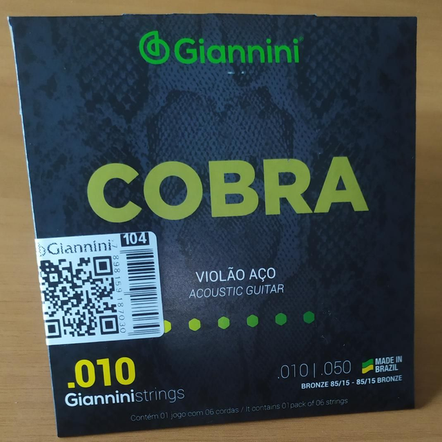 Encordoamento Violão 010 Aço Giannini Cobra Cód. 104