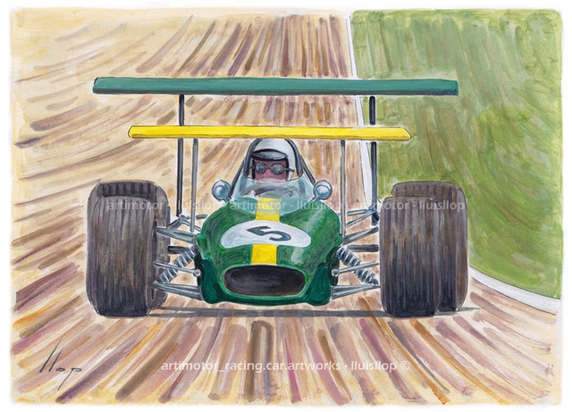 Artimotor onpaper acrílicos 23x31 - 1968 Jack Brabham (Brabham BT26)